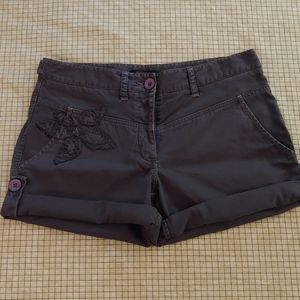 BCBGMaxAzaria Corduroy Shorts with Floral Applique
